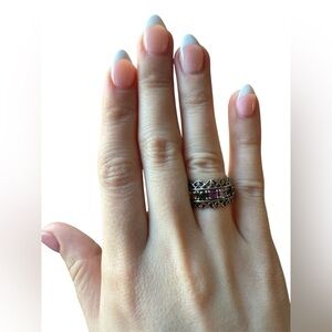 Gems En Vogue Michael Valitutti NH Multi Gemstone Eternity Wide Band Ring Size 6